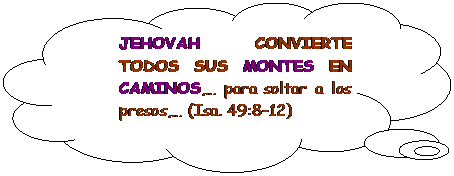 Llamada de nube: JEHOVAH CONVIERTE TODOS SUS MONTES EN CAMINOS,… para soltar a los presos,… (Isa. 49:8-12) 